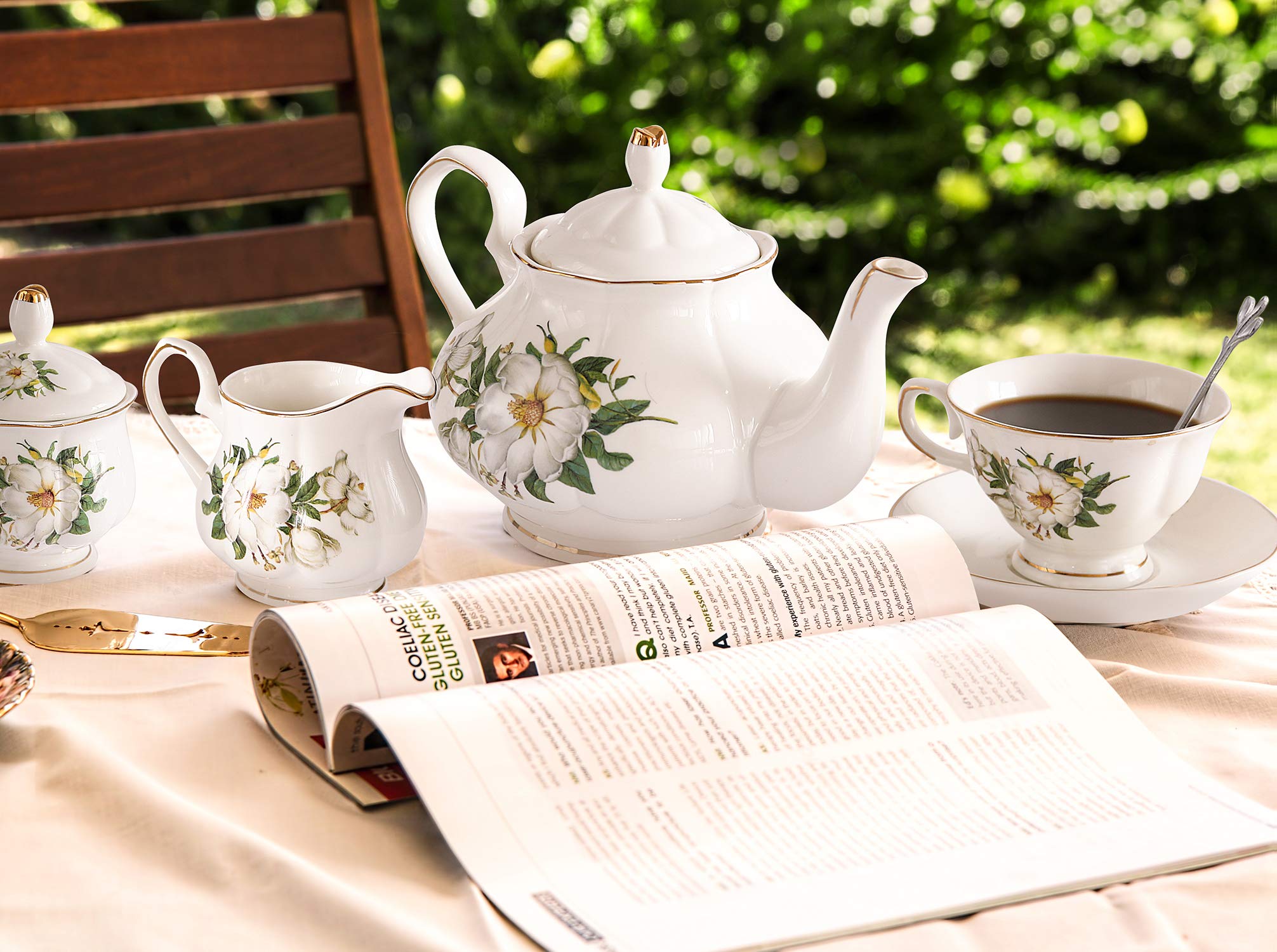 Amazon.com | CHENP.HMC Porcelain Tea Set Tea Cup Set 22-Piece